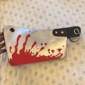 Silver and Red butcher knife Clutch